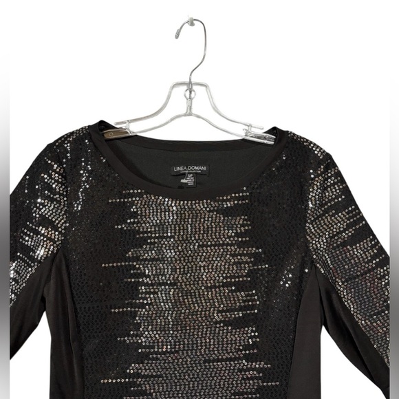 Linea Domani, Elegant Sequin Special Occasion Dress, Small, Black & Silver - Picture 5 of 8